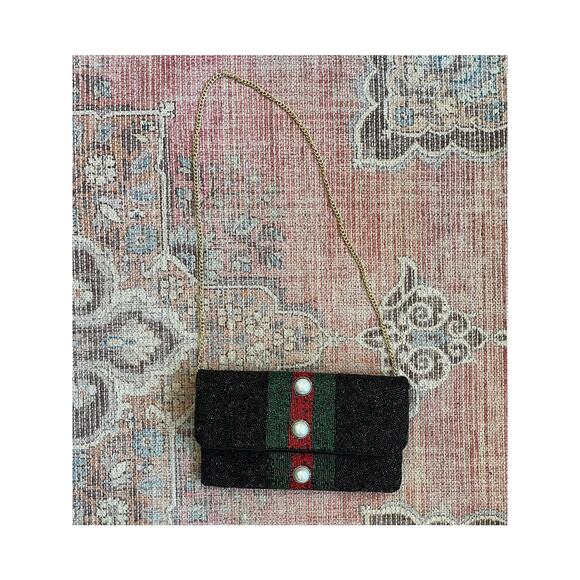 Lisa Stripe Pearl Beaded Clutch - Picture 2 of 4